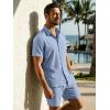 image:imageJMIERR Mens 2 Piece Short Sets Short Sleeve Shirts and Shorts Summer Beach Vacation Texture OutfitsSky Blue