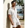 image:imageJMIERR Mens 2 Piece Short Sets Short Sleeve Shirts and Shorts Summer Beach Vacation Texture OutfitsWhite