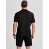 image:imageJMIERR Mens 2 Piece Waffle Knit Outfit Half Zip Polo Shirt and Shorts Textured Summer SetBlack