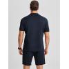 image:imageJMIERR Mens 2 Piece Waffle Knit Outfit Half Zip Polo Shirt and Shorts Textured Summer SetDark Blue