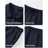 image:imageJMIERR Mens 2 Piece Waffle Knit Outfit Half Zip Polo Shirt and Shorts Textured Summer SetDark Blue