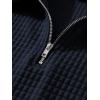 image:imageJMIERR Mens 2 Piece Waffle Knit Outfit Half Zip Polo Shirt and Shorts Textured Summer SetDark Blue