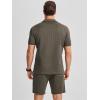 image:imageJMIERR Mens 2 Piece Waffle Knit Outfit Half Zip Polo Shirt and Shorts Textured Summer SetDark Green
