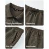 image:imageJMIERR Mens 2 Piece Waffle Knit Outfit Half Zip Polo Shirt and Shorts Textured Summer SetDark Green