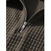 image:imageJMIERR Mens 2 Piece Waffle Knit Outfit Half Zip Polo Shirt and Shorts Textured Summer SetDark Green