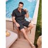 image:imageJMIERR Mens 2 Piece Waffle Knit Outfit Half Zip Polo Shirt and Shorts Textured Summer SetDark Grey