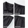 image:imageJMIERR Mens 2 Piece Waffle Knit Outfit Half Zip Polo Shirt and Shorts Textured Summer SetDark Grey