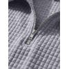 image:imageJMIERR Mens 2 Piece Waffle Knit Outfit Half Zip Polo Shirt and Shorts Textured Summer SetLight Grey