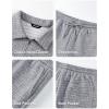image:imageJMIERR Mens 2 Piece Waffle Knit Outfit Half Zip Polo Shirt and Shorts Textured Summer SetLight Grey
