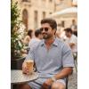image:imageJMIERR Mens 2 Piece Waffle Knit Outfit Half Zip Polo Shirt and Shorts Textured Summer SetLight Grey
