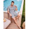 image:imageJMIERR Mens 2 Piece Waffle Knit Outfit Half Zip Polo Shirt and Shorts Textured Summer SetLight Grey