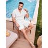 image:imageJMIERR Mens 2 Piece Waffle Knit Outfit Half Zip Polo Shirt and Shorts Textured Summer SetWhite