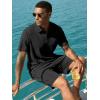 image:imageJMIERR Mens 2026 Casual 2 Piece Outfits Lounge Sets Jacquard Knit Short Sets Golf Short Sleeve Outfits for Beach Vacation0 Black