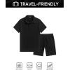 image:imageJMIERR Mens 2026 Casual 2 Piece Outfits Lounge Sets Jacquard Knit Short Sets Golf Short Sleeve Outfits for Beach Vacation0 Black