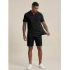 image:imageJMIERR Mens 2026 Casual 2 Piece Outfits Lounge Sets Jacquard Knit Short Sets Golf Short Sleeve Outfits for Beach Vacation0 Black