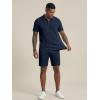 image:imageJMIERR Mens 2026 Casual 2 Piece Outfits Lounge Sets Jacquard Knit Short Sets Golf Short Sleeve Outfits for Beach Vacation1 Blue