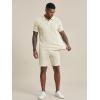 image:imageJMIERR Mens 2026 Casual 2 Piece Outfits Lounge Sets Jacquard Knit Short Sets Golf Short Sleeve Outfits for Beach VacationApricot