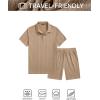 image:imageJMIERR Mens 2026 Casual 2 Piece Outfits Lounge Sets Jacquard Knit Short Sets Golf Short Sleeve Outfits for Beach VacationB Khaki