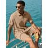 image:imageJMIERR Mens 2026 Casual 2 Piece Outfits Lounge Sets Jacquard Knit Short Sets Golf Short Sleeve Outfits for Beach VacationB Khaki
