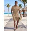 image:imageJMIERR Mens 2026 Casual 2 Piece Outfits Lounge Sets Jacquard Knit Short Sets Golf Short Sleeve Outfits for Beach VacationB Khaki