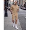 image:imageJMIERR Mens 2026 Casual 2 Piece Outfits Lounge Sets Jacquard Knit Short Sets Golf Short Sleeve Outfits for Beach VacationB Khaki