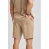 image:imageJMIERR Mens 2026 Casual 2 Piece Outfits Lounge Sets Jacquard Knit Short Sets Golf Short Sleeve Outfits for Beach VacationB Khaki