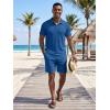 image:imageJMIERR Mens 2026 Casual 2 Piece Outfits Lounge Sets Jacquard Knit Short Sets Golf Short Sleeve Outfits for Beach VacationBlue 3