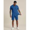 image:imageJMIERR Mens 2026 Casual 2 Piece Outfits Lounge Sets Jacquard Knit Short Sets Golf Short Sleeve Outfits for Beach VacationBlue 3