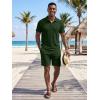 image:imageJMIERR Mens 2026 Casual 2 Piece Outfits Lounge Sets Jacquard Knit Short Sets Golf Short Sleeve Outfits for Beach VacationGreen
