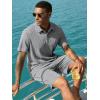 image:imageJMIERR Mens 2026 Casual 2 Piece Outfits Lounge Sets Jacquard Knit Short Sets Golf Short Sleeve Outfits for Beach VacationGrey