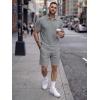 image:imageJMIERR Mens 2026 Casual 2 Piece Outfits Lounge Sets Jacquard Knit Short Sets Golf Short Sleeve Outfits for Beach VacationGrey