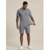 image:imageJMIERR Mens 2026 Casual 2 Piece Outfits Lounge Sets Jacquard Knit Short Sets Golf Short Sleeve Outfits for Beach VacationGrey