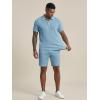 image:imageJMIERR Mens 2026 Casual 2 Piece Outfits Lounge Sets Jacquard Knit Short Sets Golf Short Sleeve Outfits for Beach VacationLight Blue
