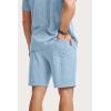 image:imageJMIERR Mens 2026 Casual 2 Piece Outfits Lounge Sets Jacquard Knit Short Sets Golf Short Sleeve Outfits for Beach VacationLight Blue