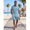 image:imageJMIERR Mens 2026 Casual 2 Piece Outfits Lounge Sets Jacquard Knit Short Sets Golf Short Sleeve Outfits for Beach VacationLight Blue