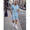 image:imageJMIERR Mens 2026 Casual 2 Piece Outfits Lounge Sets Jacquard Knit Short Sets Golf Short Sleeve Outfits for Beach VacationLight Blue