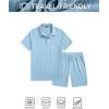 image:imageJMIERR Mens 2026 Casual 2 Piece Outfits Lounge Sets Jacquard Knit Short Sets Golf Short Sleeve Outfits for Beach VacationLight Blue