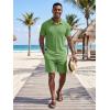 image:imageJMIERR Mens 2026 Casual 2 Piece Outfits Lounge Sets Jacquard Knit Short Sets Golf Short Sleeve Outfits for Beach VacationLight Green