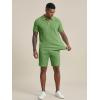 image:imageJMIERR Mens 2026 Casual 2 Piece Outfits Lounge Sets Jacquard Knit Short Sets Golf Short Sleeve Outfits for Beach VacationLight Green