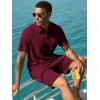 image:imageJMIERR Mens 2026 Casual 2 Piece Outfits Lounge Sets Jacquard Knit Short Sets Golf Short Sleeve Outfits for Beach VacationRed