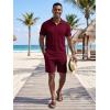 image:imageJMIERR Mens 2026 Casual 2 Piece Outfits Lounge Sets Jacquard Knit Short Sets Golf Short Sleeve Outfits for Beach VacationRed