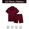 image:imageJMIERR Mens 2026 Casual 2 Piece Outfits Lounge Sets Jacquard Knit Short Sets Golf Short Sleeve Outfits for Beach VacationRed