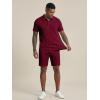 image:imageJMIERR Mens 2026 Casual 2 Piece Outfits Lounge Sets Jacquard Knit Short Sets Golf Short Sleeve Outfits for Beach VacationRed