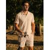 image:imageJMIERR Mens Casual 2 Pieces Summer Outfits Knit Textured Short Sleeve Polo Shirt And Shorts Vacation Beach Set for MenBeige