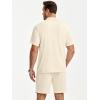 image:imageJMIERR Mens Casual 2 Pieces Summer Outfits Knit Textured Short Sleeve Polo Shirt And Shorts Vacation Beach Set for MenBeige