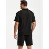 image:imageJMIERR Mens Casual 2 Pieces Summer Outfits Knit Textured Short Sleeve Polo Shirt And Shorts Vacation Beach Set for MenBlack