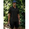image:imageJMIERR Mens Casual 2 Pieces Summer Outfits Knit Textured Short Sleeve Polo Shirt And Shorts Vacation Beach Set for MenBlack