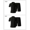 image:imageJMIERR Mens Casual 2 Pieces Summer Outfits Knit Textured Short Sleeve Polo Shirt And Shorts Vacation Beach Set for MenBlack