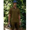 image:imageJMIERR Mens Casual 2 Pieces Summer Outfits Knit Textured Short Sleeve Polo Shirt And Shorts Vacation Beach Set for MenBreen