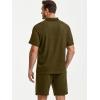 image:imageJMIERR Mens Casual 2 Pieces Summer Outfits Knit Textured Short Sleeve Polo Shirt And Shorts Vacation Beach Set for MenBreen
